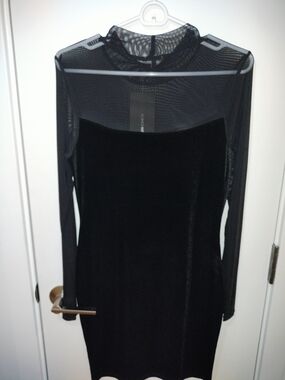 Fashion Nova Black Sheer Mesh Long Sleeve Dress